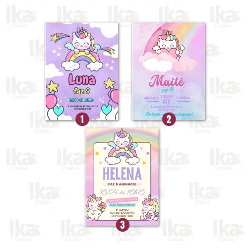 Convite Digital Unicórnio Personalizado