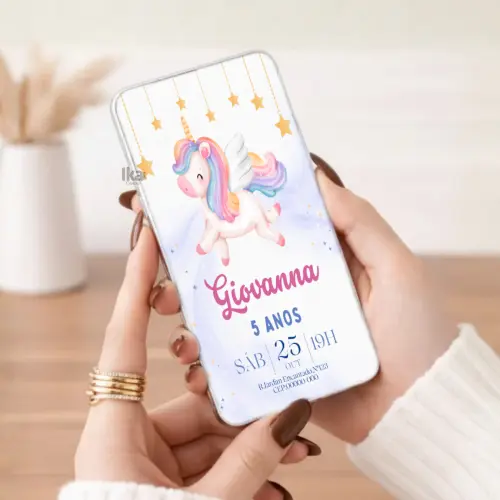 Convite Infantil Unicórnio para WhatsApp