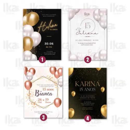 Convite 15 Anos Personalizado Digital para Festa Debutante