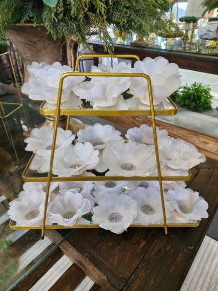 Forminha Tecido Coração com Pérolas