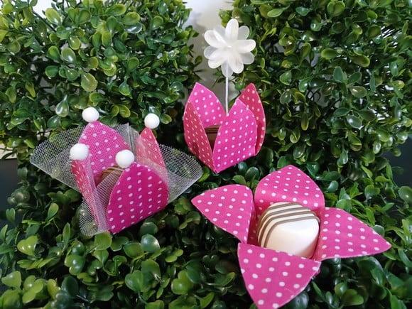 Kit 3 Forminhas Caixeta Tecido Infantil Bolinha