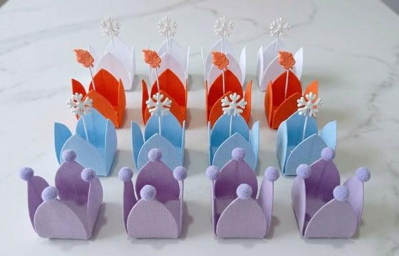 Kit 4 Forminhas Caixeta Tecido Infantil Frozen