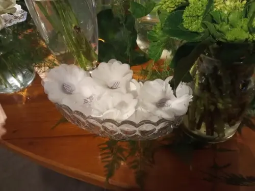 Forminha Tecido Coração com Pérolas