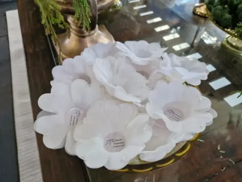 Forminha Tecido Coração com Pérolas