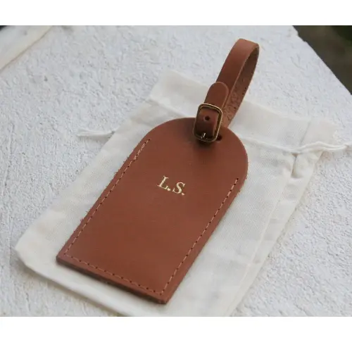 Tag de Mala em Couro com Iniciais Personalizadas | Presente para 