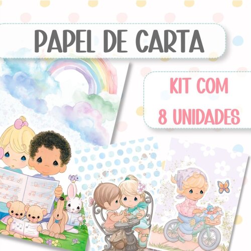 Papel de Carta Morehead Fofo Vintage Delicado 14x20cm Kit 8 Unidades Scrapbook