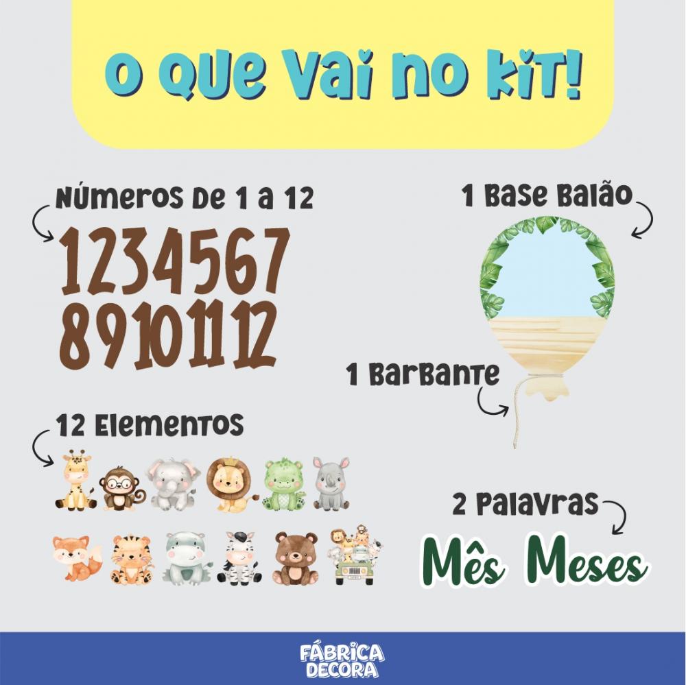 Mesversário Balão Mdf - Safári Baby Menino