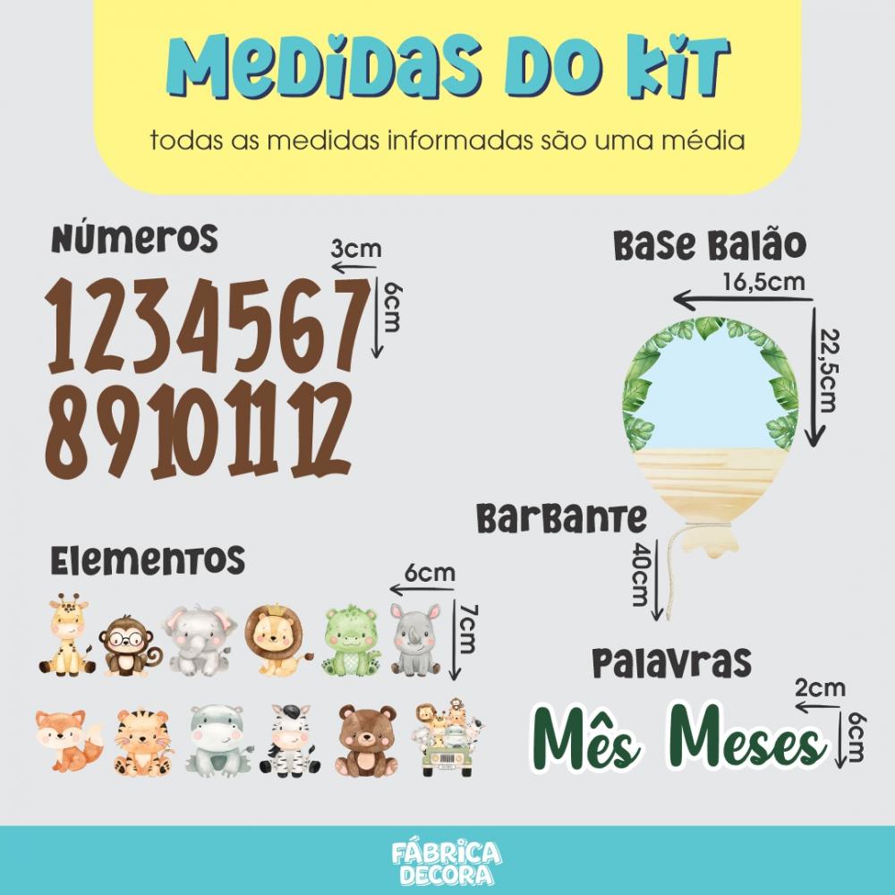 Mesversário Balão Mdf - Safári Baby Menino