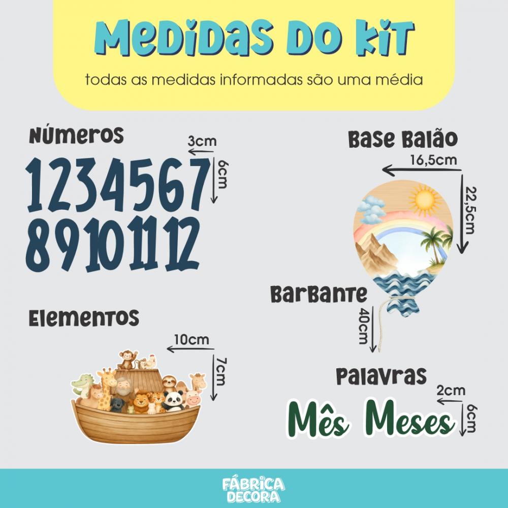 Mesversário Balão MDF - Arca de Noé Aquarela