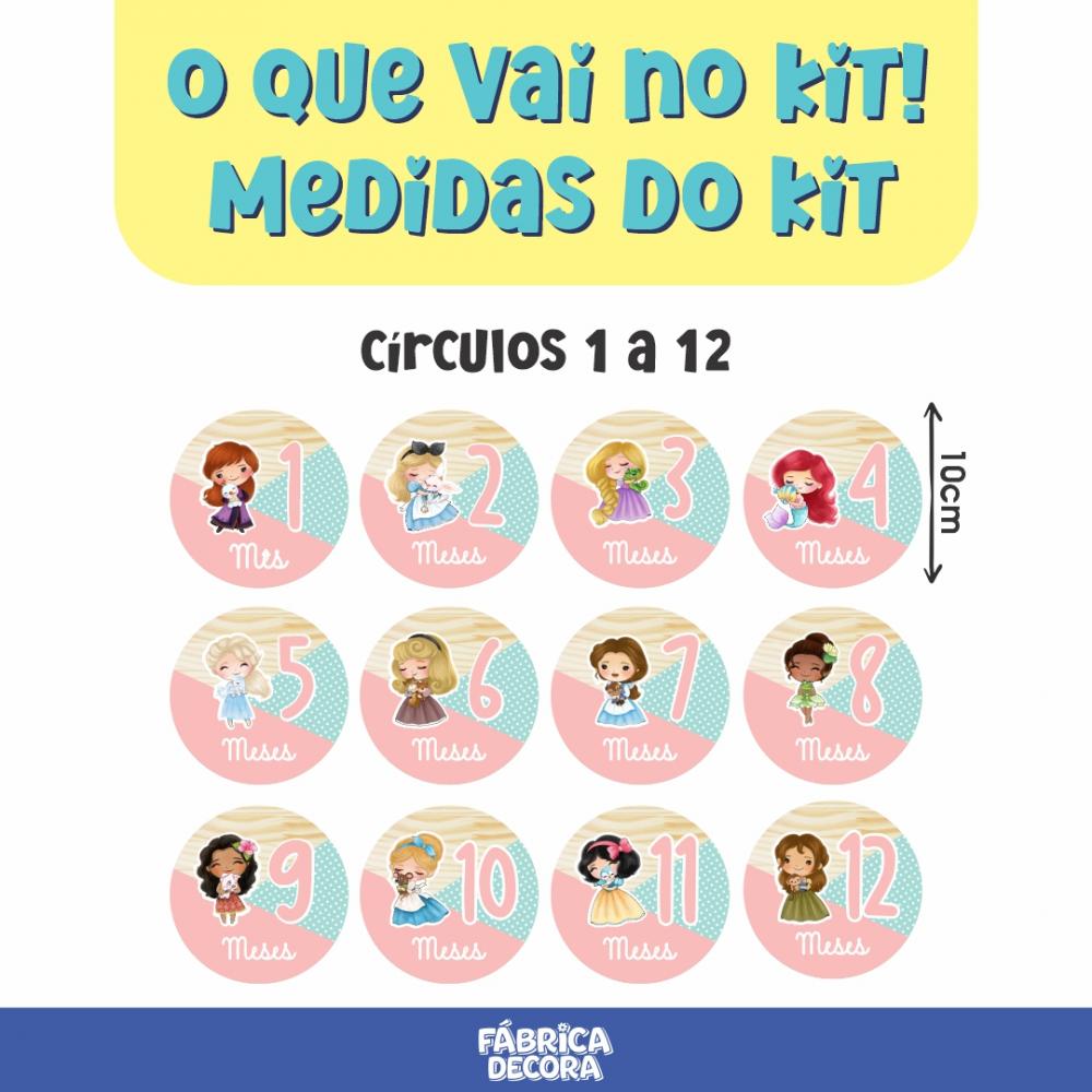 Mesversário Mdf Basic - Princesas Aquarela