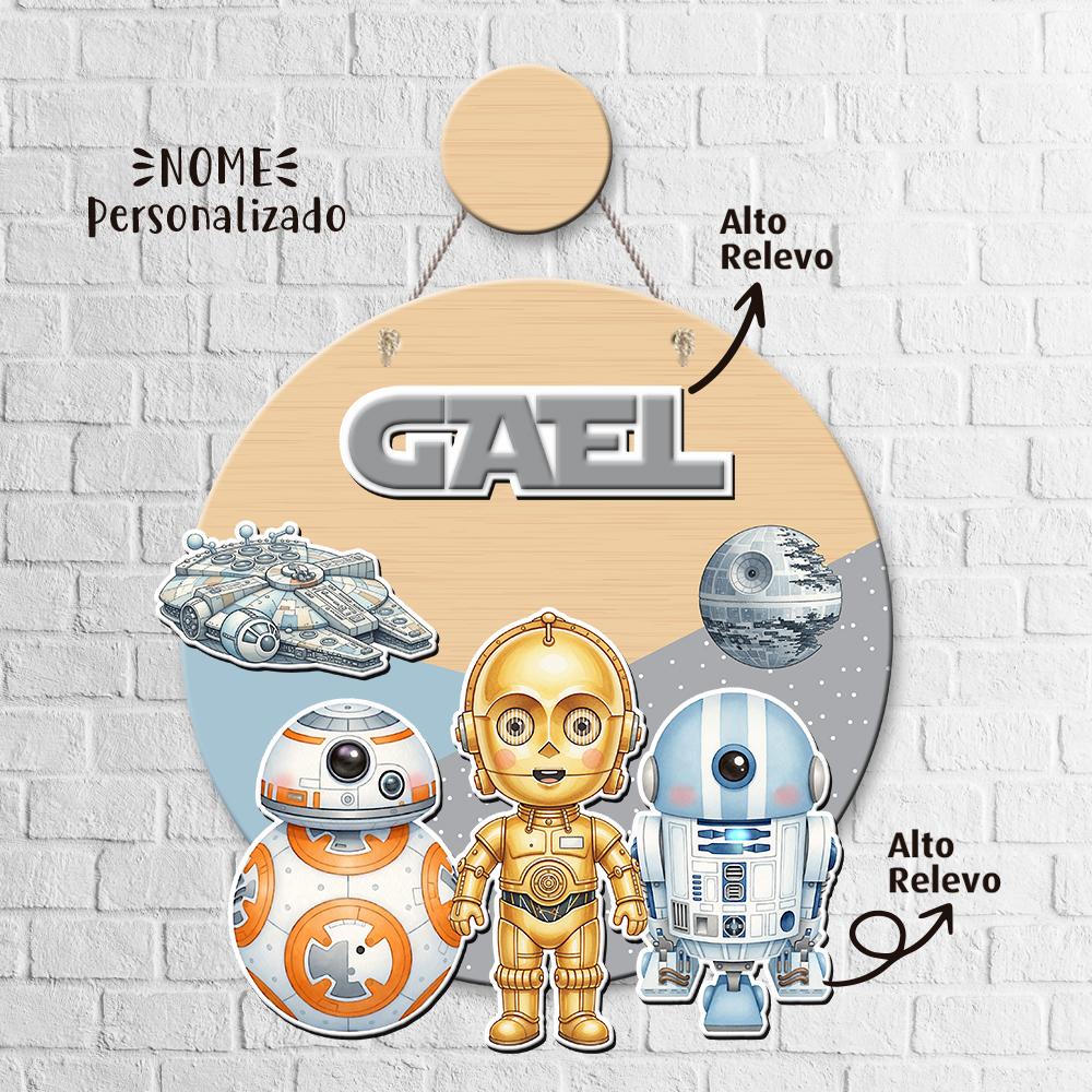 Porta Maternidade 3D + Pendurador - Star Wars Aquarela