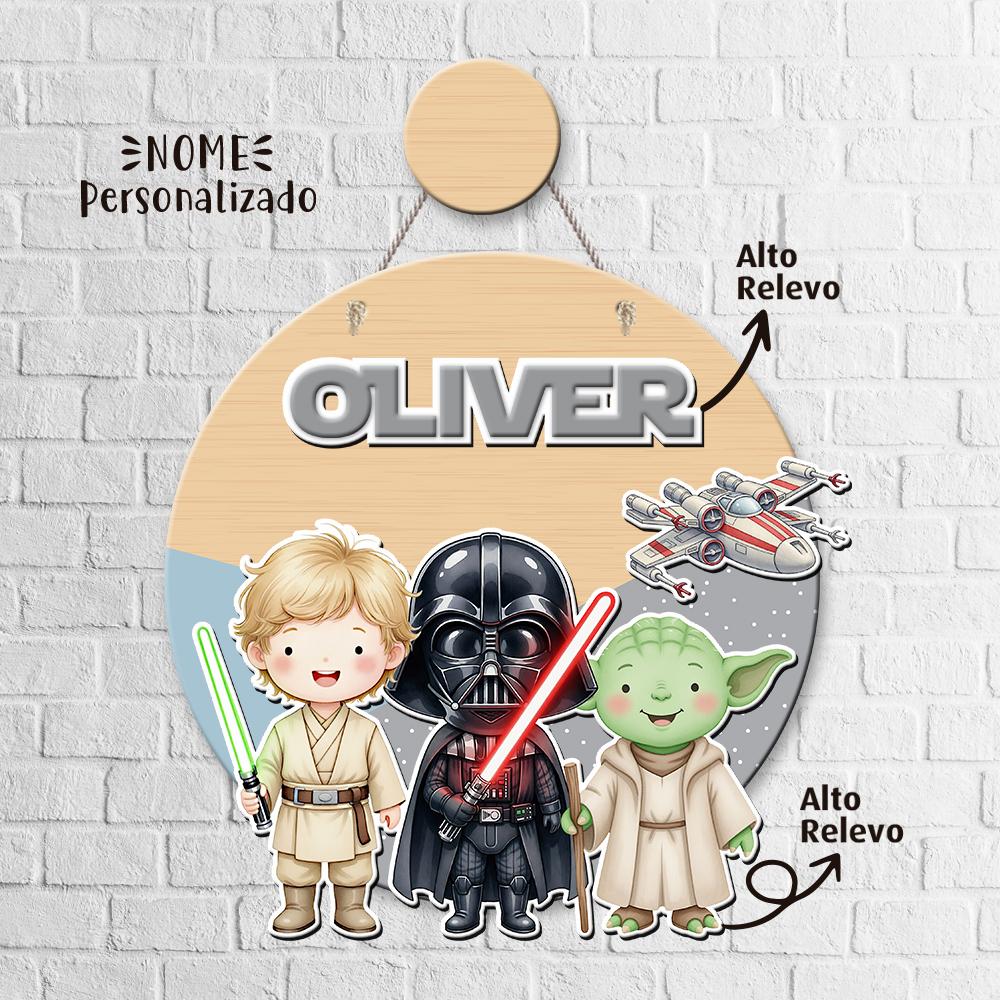 Porta Maternidade 3D + Pendurador - Star Wars Aquarela
