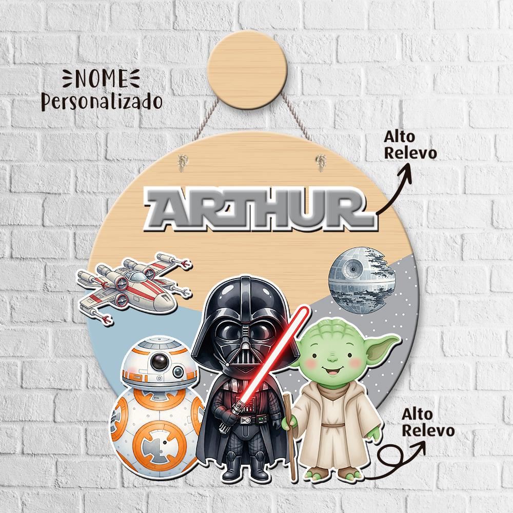 Porta Maternidade 3D + Pendurador - Star Wars Aquarela