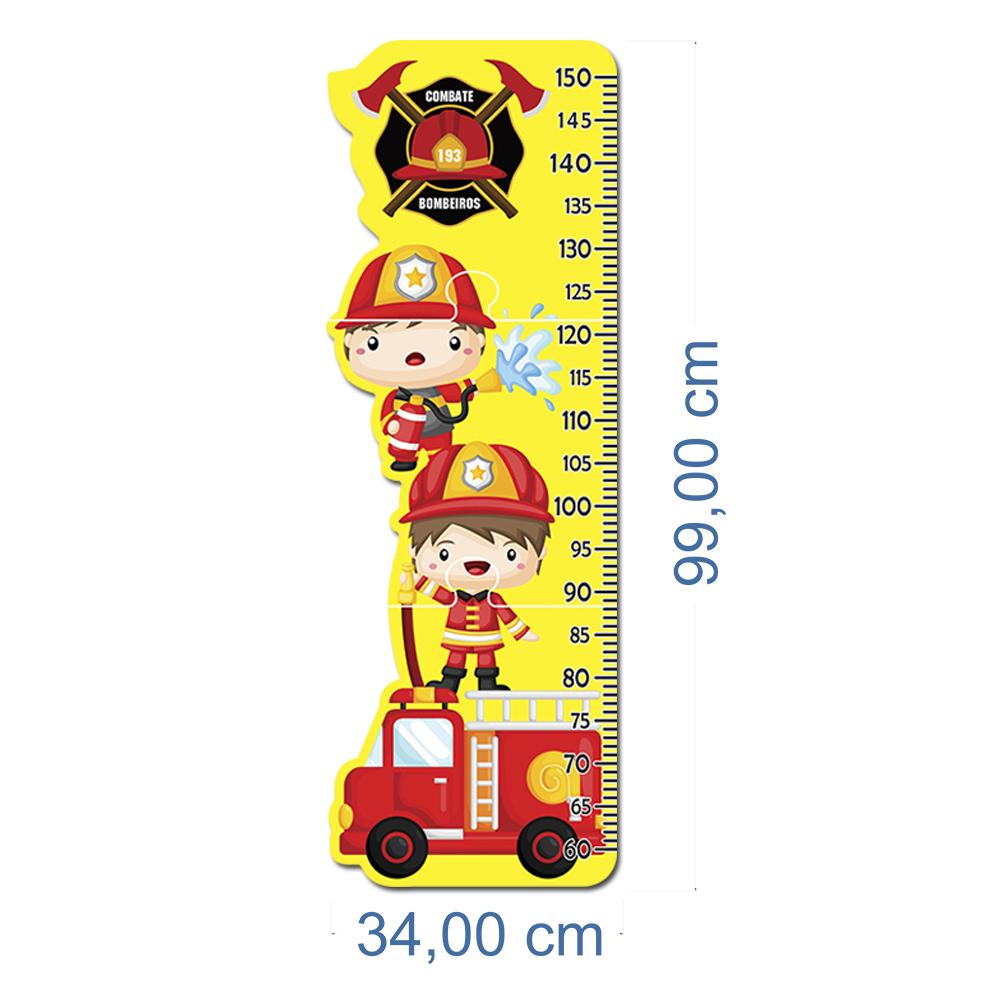 Régua de Crescimento Infantil MDF - Bombeiro