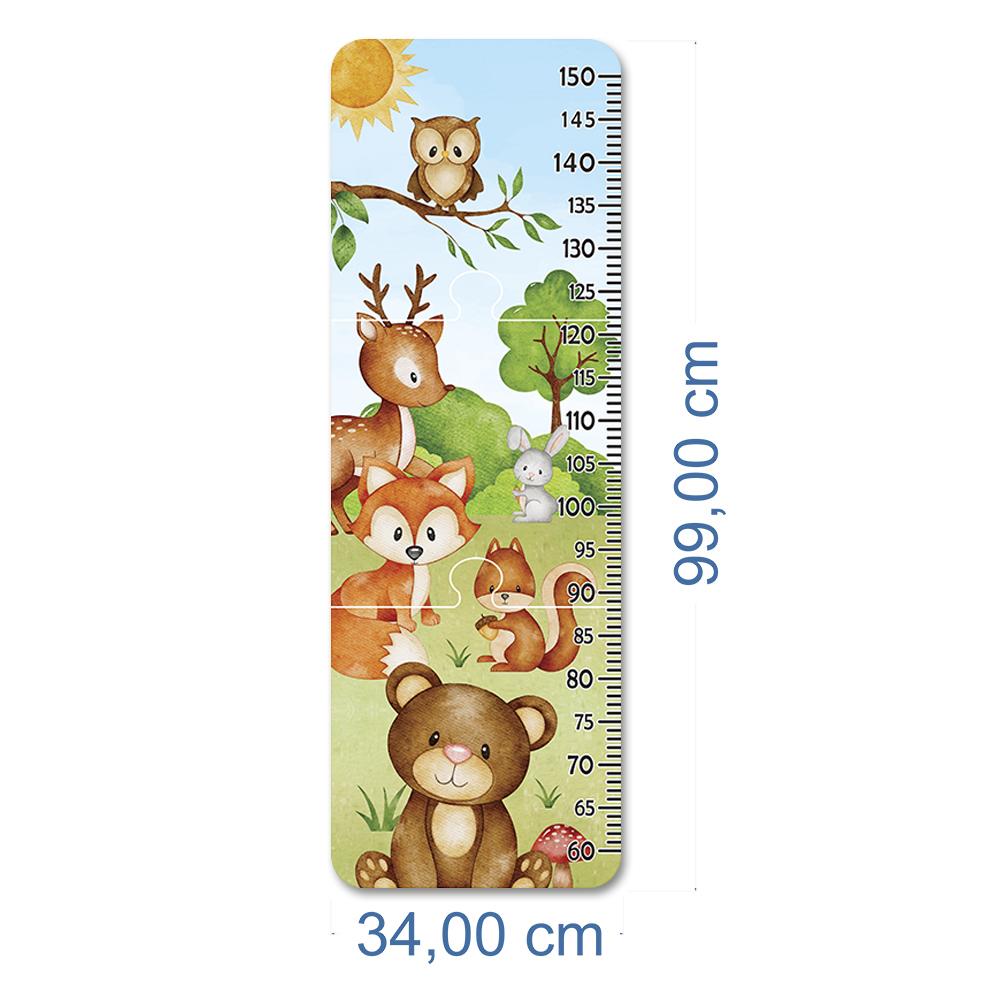 Régua de Crescimento Infantil MDF - Animais Bosque Aquarela