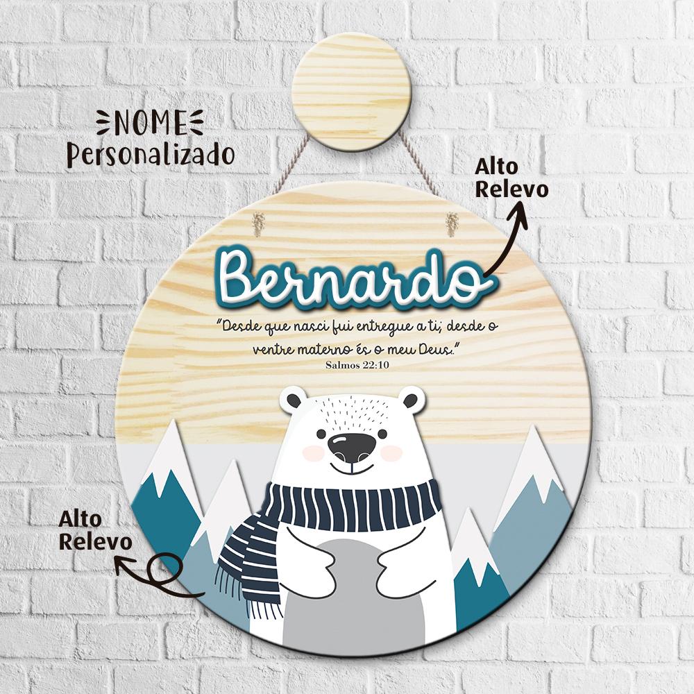 Porta Maternidade 3D + Pendurador - Urso Polar