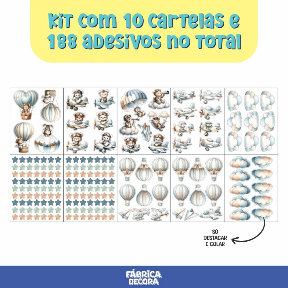 Adesivo de Parede - Ursinho Aviador Aquarela