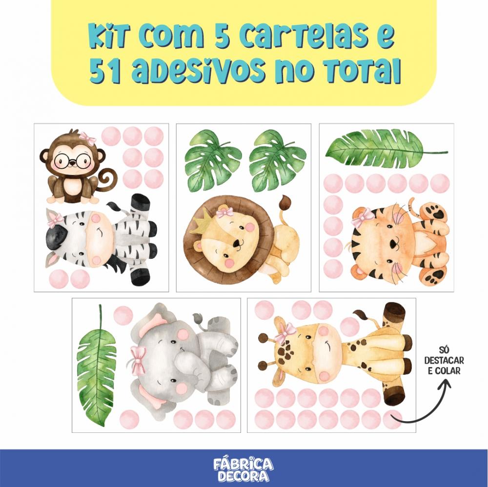 Adesivo de Parede - Safári Baby Aquarela (Meninas)