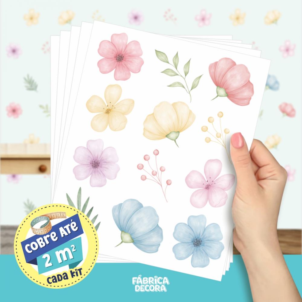Adesivo de Parede - Flores Aquarela