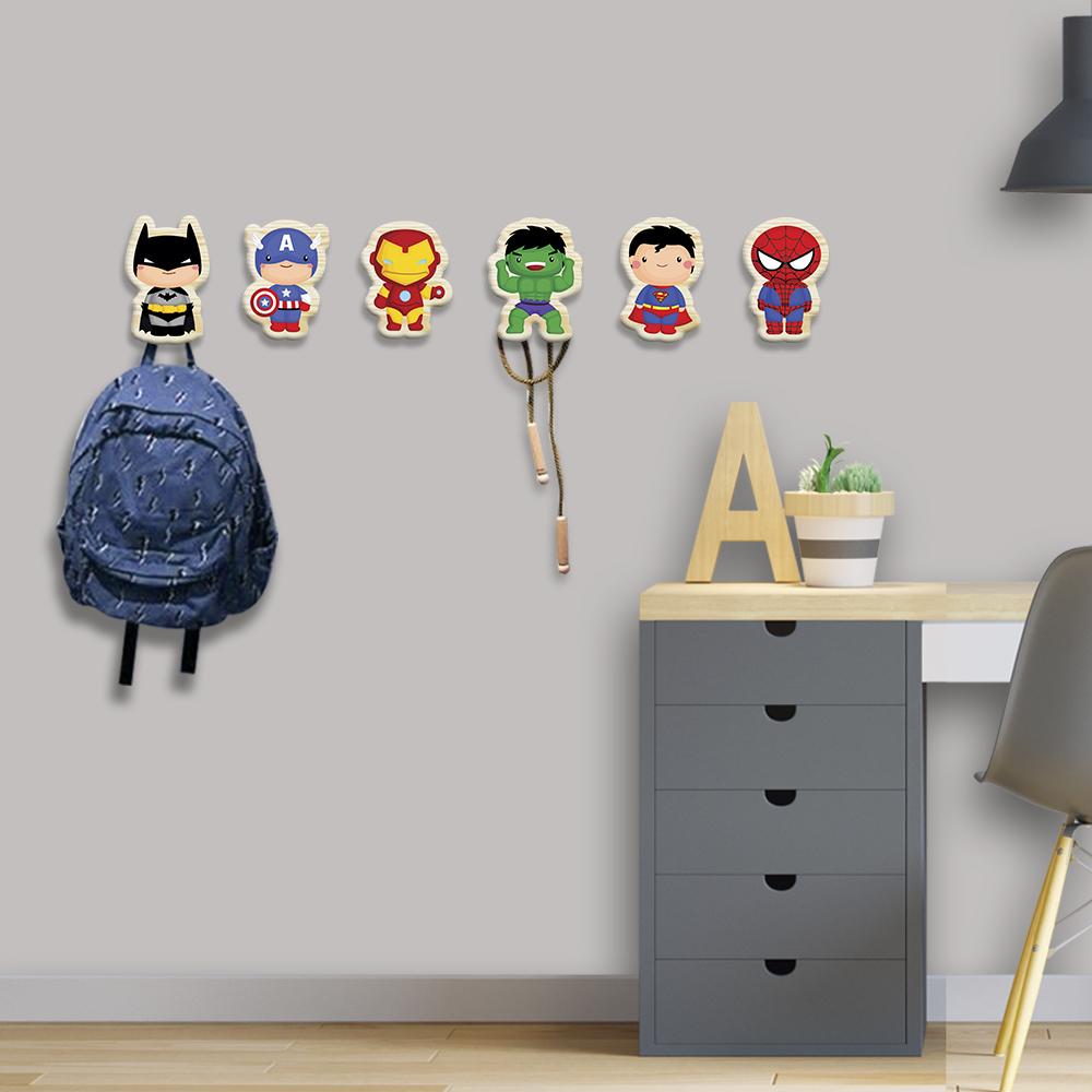 Ganchos de Parede 2D - Kit Super Heróis (06 peças)