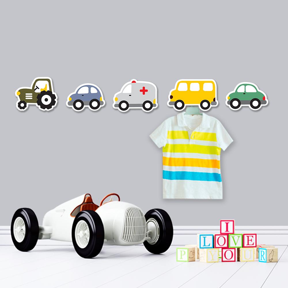 Ganchos de Parede 2D - Kit Carrinhos (04 peças)