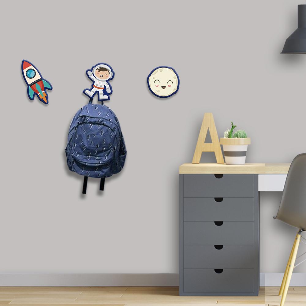 Ganchos de Parede 2D - Kit Astronauta (03 peças)