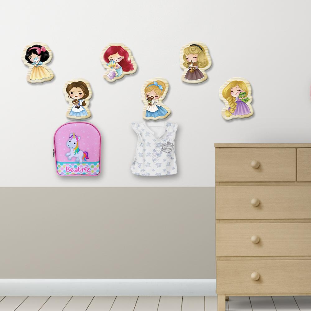 Ganchos de Parede 2D - Kit Princesas (06 peças)