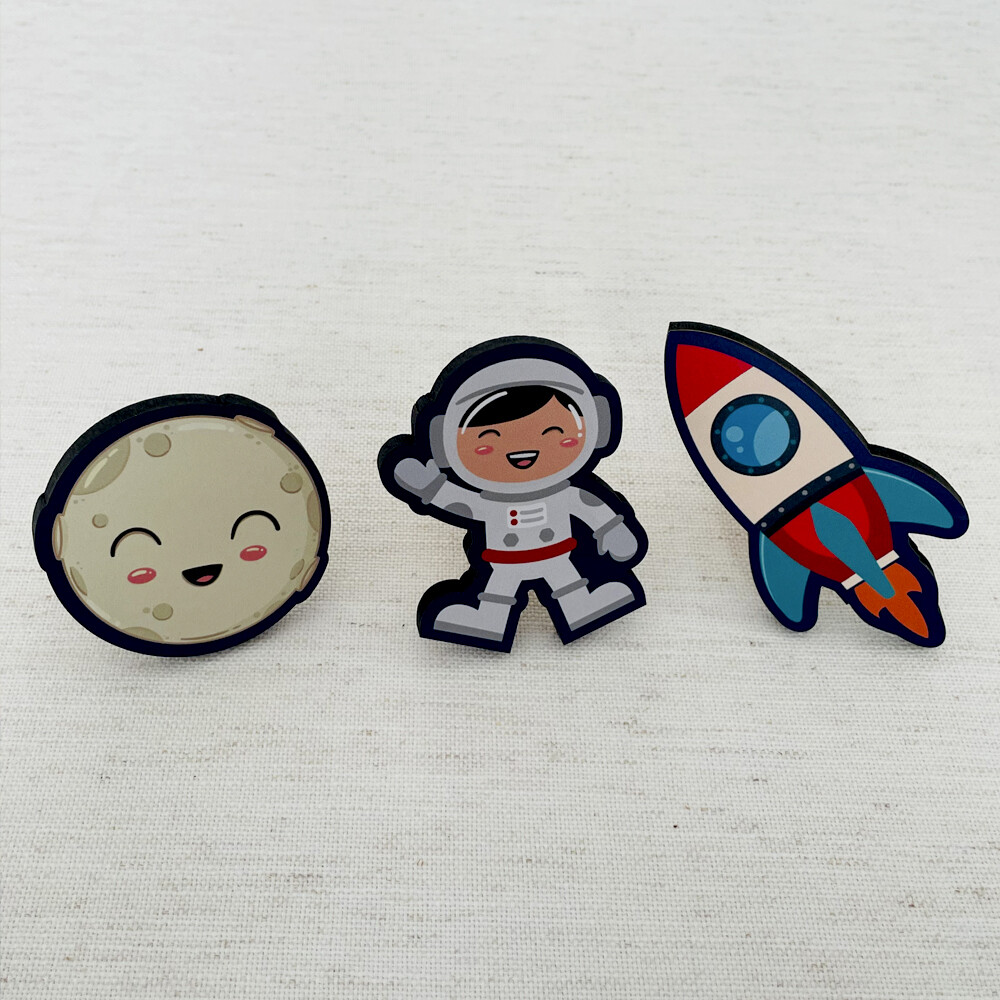 Ganchos de Parede 2D - Kit Astronauta (03 peças)