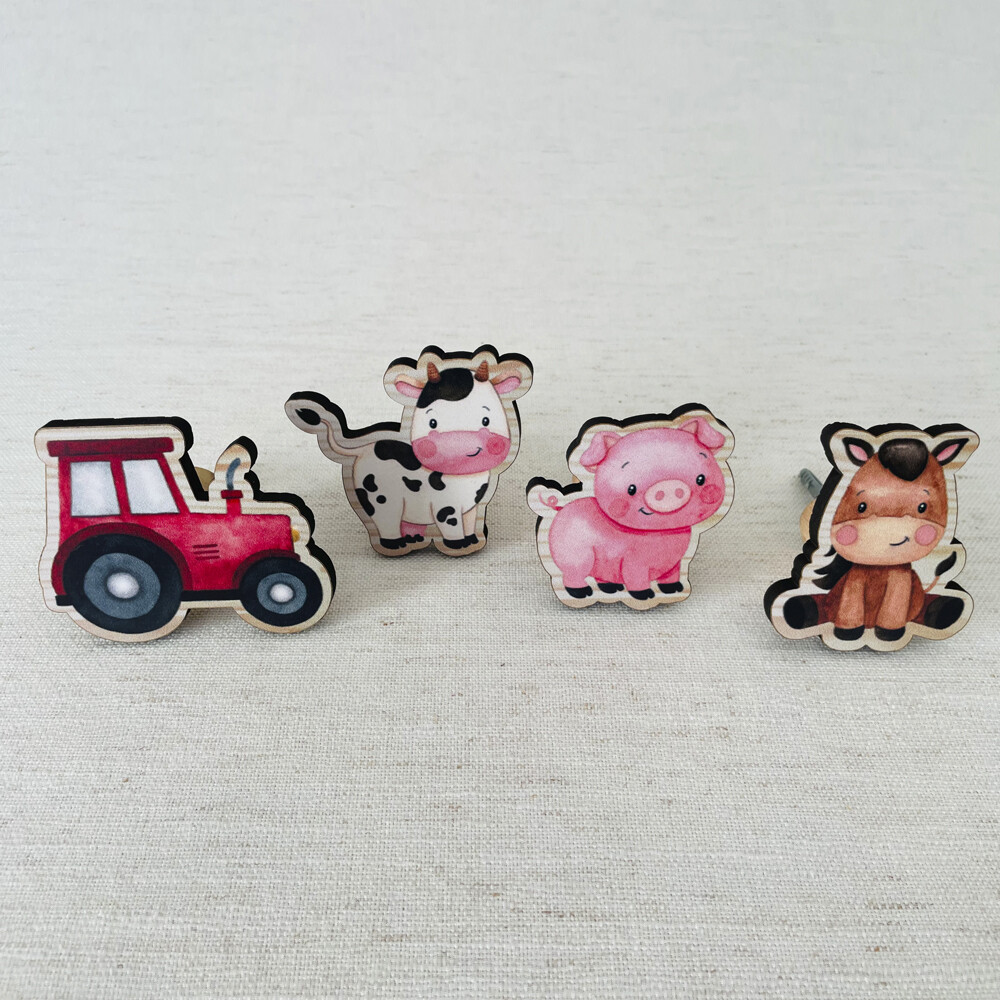 Ganchos de Parede 2D - Kit Animais Fazendinha (04 peças)
