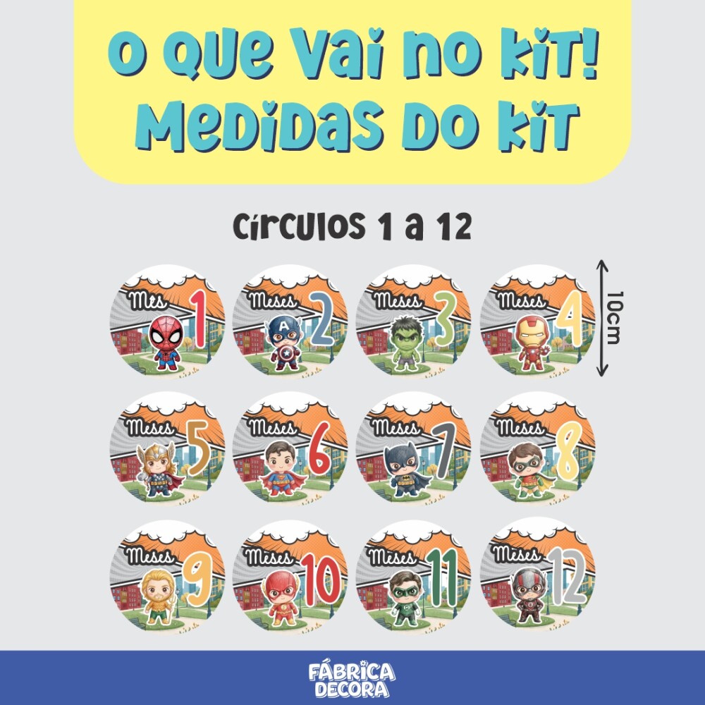 Mesversário Mdf Basic - Super Heróis Aquarela