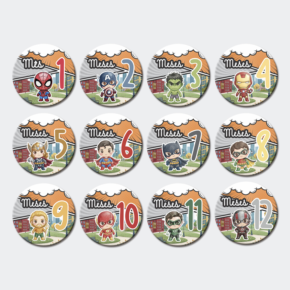 Mesversário Mdf Basic - Super Heróis Aquarela