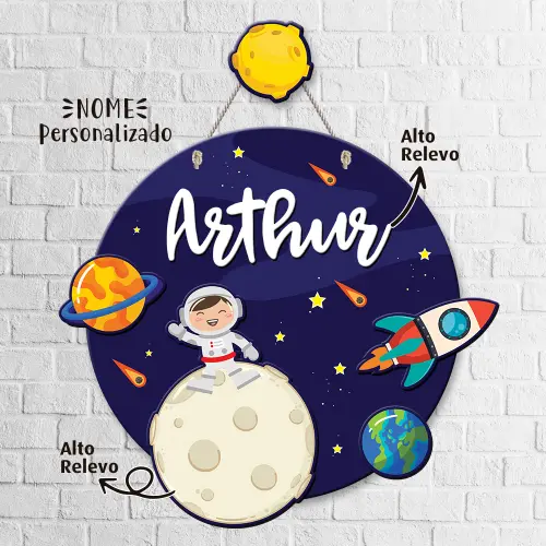 Porta Maternidade 3D + Pendurador - Astronauta Feliz
