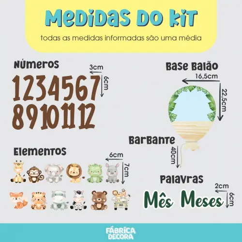 Mesversário Balão Mdf - Safári Baby Menino