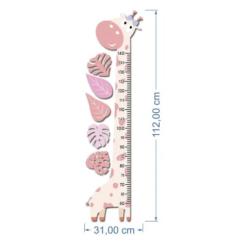 Régua de Crescimento Infantil MDF - Girafinha Rosa