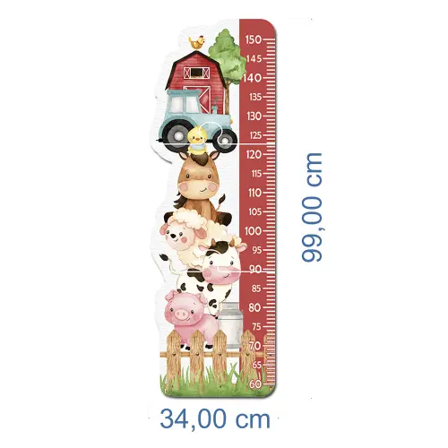 Régua de Crescimento Infantil MDF - Fazendinha Aquarela