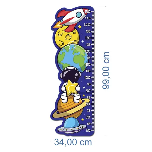 Régua de Crescimento Infantil MDF - Espacial Cute
