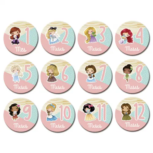 Mesversário Mdf Basic - Princesas Aquarela