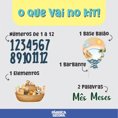 Mesversário Balão MDF - Arca de Noé Aquarela