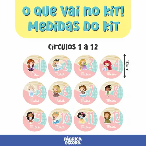 Mesversário Mdf Basic - Princesas Aquarela