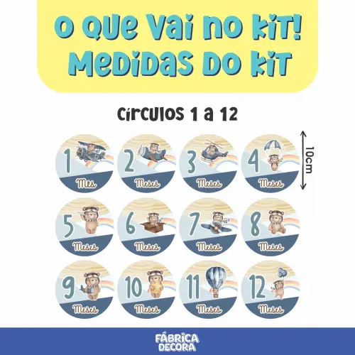 Mesversário Mdf Basic - Urso Aviador Aquarela