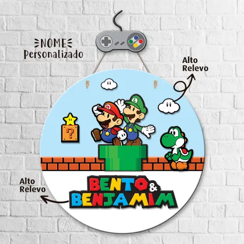 Porta Maternidade 3D + Pendurador - Super Mario