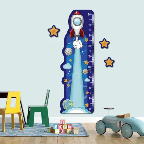 Régua de Crescimento Infantil MDF - Foguete