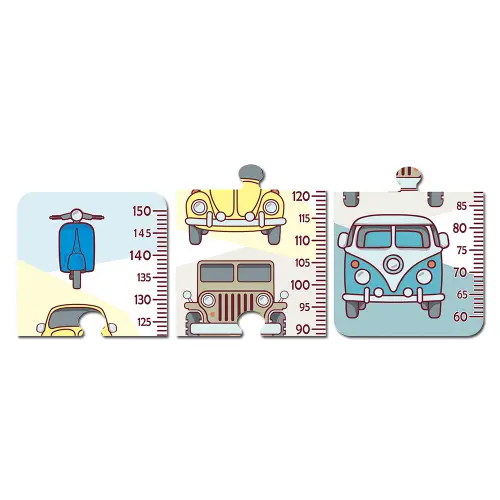 Régua de Crescimento Infantil MDF - Carros Clássicos