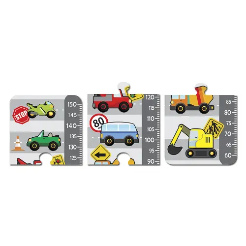 Régua de Crescimento Infantil MDF - Carrinhos