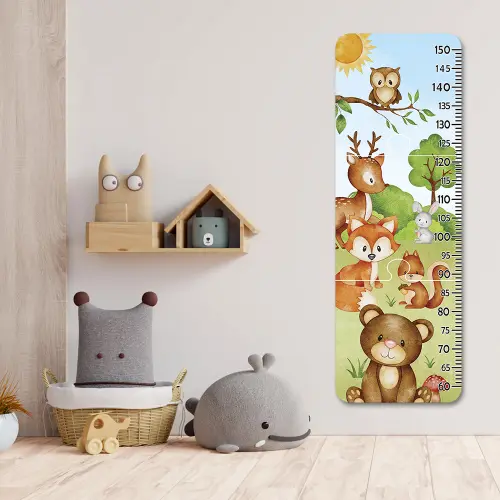 Régua de Crescimento Infantil MDF - Animais Bosque Aquarela