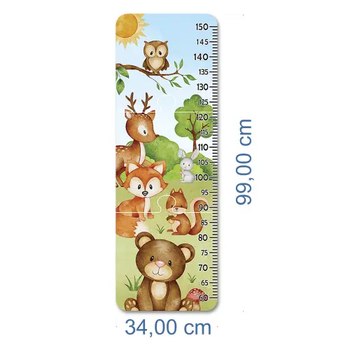 Régua de Crescimento Infantil MDF - Animais Bosque Aquarela