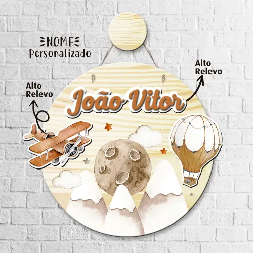 Porta Maternidade 3D + Pendurador - Aviador Retrô