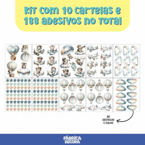 Adesivo de Parede - Ursinho Aviador Aquarela