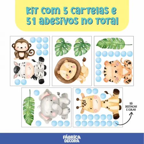 Adesivo de Parede - Safári Baby Aquarela (Meninos)