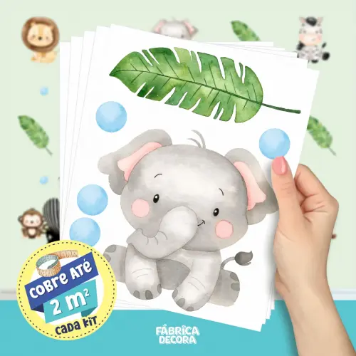 Adesivo de Parede - Safári Baby Aquarela (Meninos)